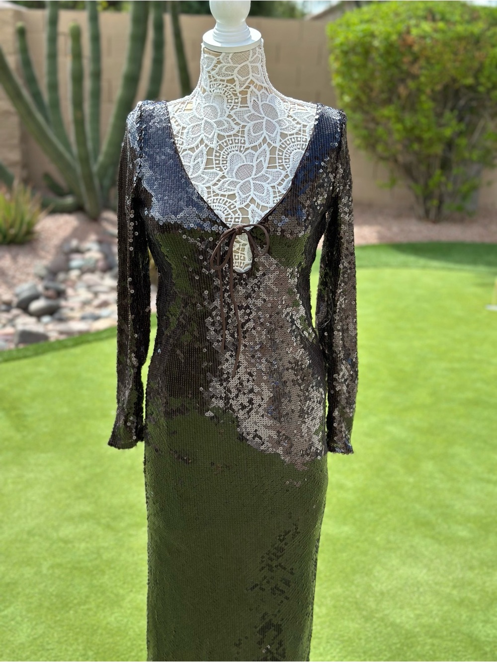 Chocolate brown Bardot sequin dress size xl